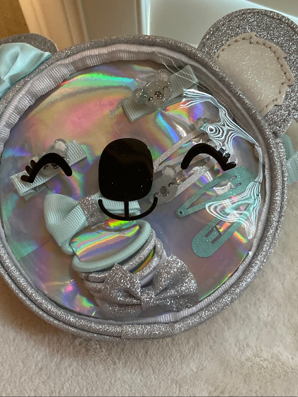 Claire's Iridescent Holographic Kids Hair Accessory Set with Silver Glitter